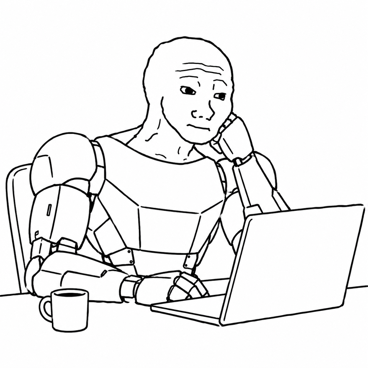 Optimus Wojak at his laptop