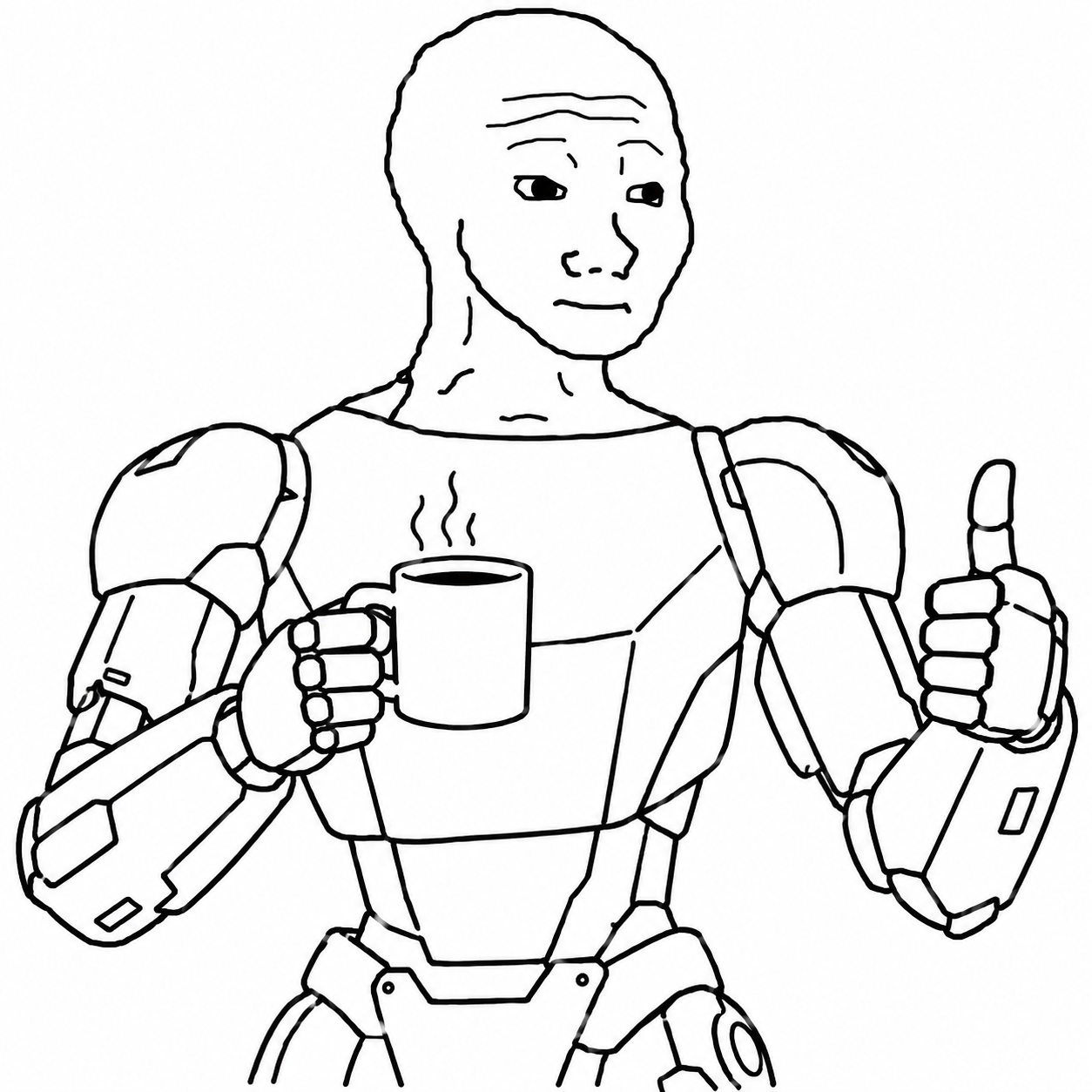 Optimus Wojak with coffee